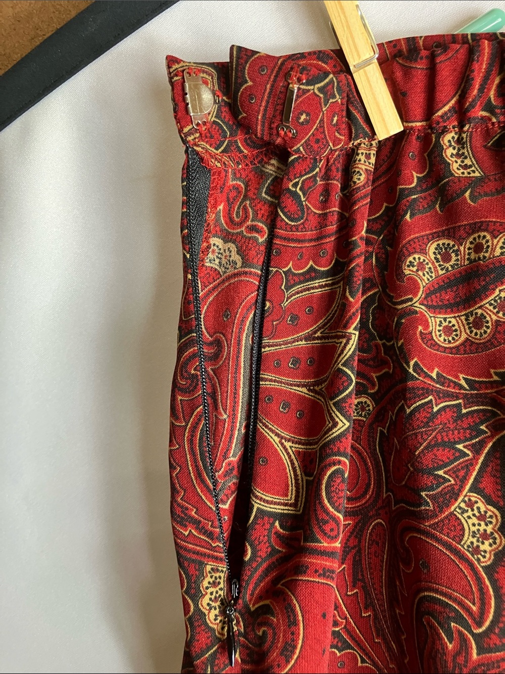 Red Paisley Maxi Skirt with Gold Accents - Picture 10 of 10